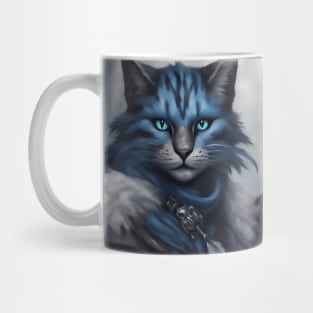 Fantasy cat knight blue Mug